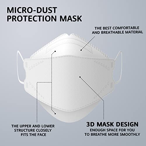 LEVENIS Face Masks 50 Pack, Breathable Comfortable and Disposable Mask, White - color: Adult-white