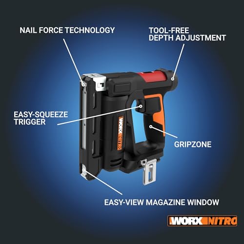 WORX Cordless Crown Stapler, 20V 3/8-Inch 2-in-1 Nail Gun, WX843L - style: 3/8“ Crown Stapler Kit (Battery & Charger included)