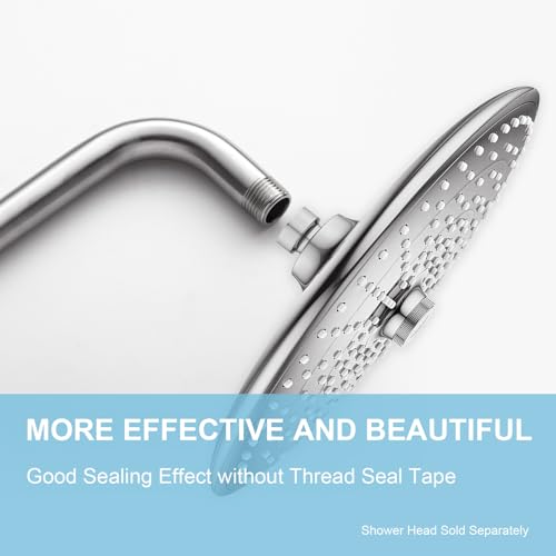 OFFO Shower Arm with Flange, 16 in Brushed Nickel Wall Mount Replacement Angle Shower Head Arm Wall-Mounted For Fixed Shower Head & Handheld Showerhead - color: Brushed Nickel, style: 16 in
