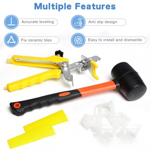 DGSL 1/16 Inch Tile Leveling System, 1000 Tile Spacers and 200 Tile Wedges - size: 1/16 Inch * 1000 Clips