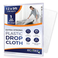 1 Pack 12 x 9 ft Extra Large Plastic Drop Cloth for Painting - size: 1 Sheet-1mil