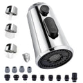WOWOW Kitchen Faucet Head Replacement – 304 Stainless Steel 3-Mode Pull Down Spray Head with 13 Adapters, Compatible with Moen Delta Kohler American Standard, Easy DIY Install, Chrome - color: Chrome