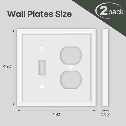 1 Toggle/1 Duplex Combo Light Switch Cover Plates - 2 Pack - size: 2 Gang Toggle/Duplex
