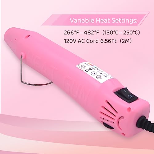 mofa Resin Heat gun,6.6ft Cable 300W Hot Air Gun for Crafting,Acrylic Paint Dryer Multi-Purpose Electric Heating Nozzle (Pink Temp Regulation) - color: Pink Temp Regulation