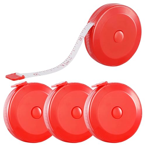 4 Pack Soft Retractable Measuring Tape,60-Inch 150cm,red Double Scale Measurement Tape,for Body Measuring Sewing Tailor Cloth Knitting Home Craft Measurements - color: 4 Pack (red)