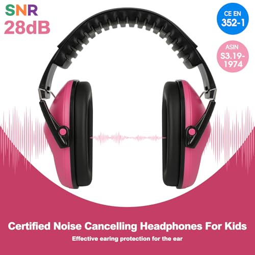 Floriogra Noise Cancelling Headphones for Kids/Toddler 28dB SNR Ear Muffs - color: Rose Pink