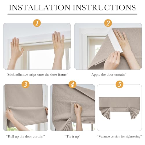 RYB HOME 100% Blackout Classroom Door Window Cover, Sidelight Curtains - color: Sand, size: 12"W x 40"L (Pack of 1)