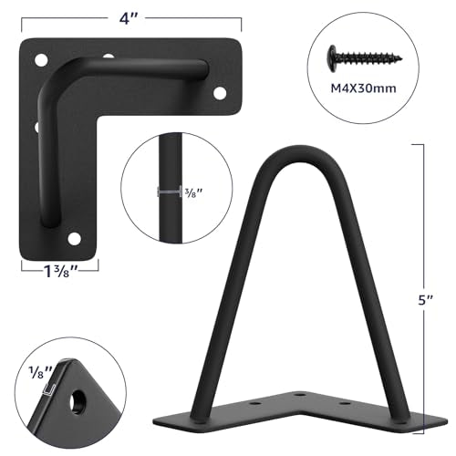 SMARTSTANDARD 5 Inch Heavy Duty Hairpin Furniture Legs, Black 4PCS - color: Black, size: 5 Inch