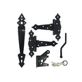 Nuvo Iron Black Decorative Ornamental Tee Hinge Set - Includes Handle, Hinges, Latch and Catch- 5"