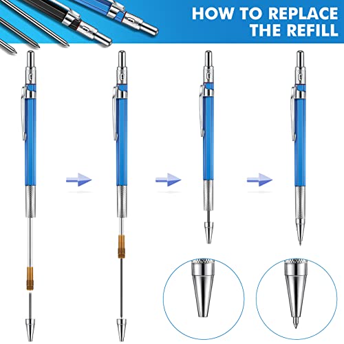 Gersoniel 2 Pcs Welders Pencil with 12 Round Refills Metal Welding Marker