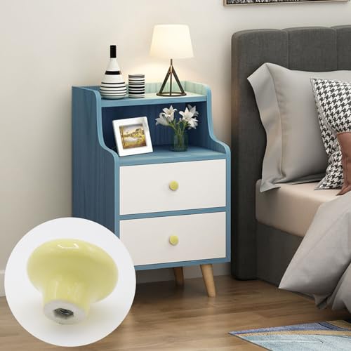 10-Pack Ceramic Cabinet Knobs Light Yellow 32mm Round Drawer Pull - color: Light Yellow