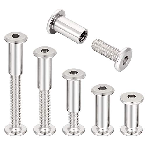 40 Sets Silver Furniture Connector Bolts M6x15mm Binding Screws for Wood - color: M6x15mm-D