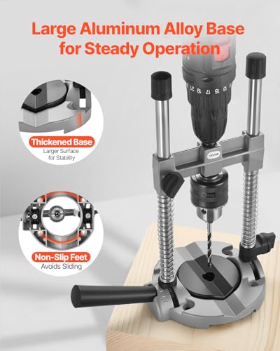 VEVOR Drill Guide, Multi-Angle Press Portable Precision Drilling Guide Jig Attachment, with Large Handle and Mounting Holes, Aluminum Alloy, for Drilling Angled or Straight Holes, for Wood Working - size: Ultra, style: Drill Guide
