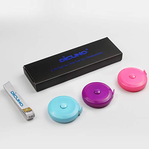 DiCUNO 3-Pack Soft Retractable Measuring Tape, 60-Inch 1.5 Meter, 3 Colors - color: 3 Colors (Purple/Sky Blue/Pink)