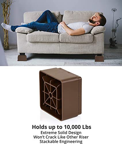 Utopia Bedding Adjustable Bed Risers 2 Inch, Brown, 8-Pack - color: Brown, size: 2 Inch (Pack of 8)
