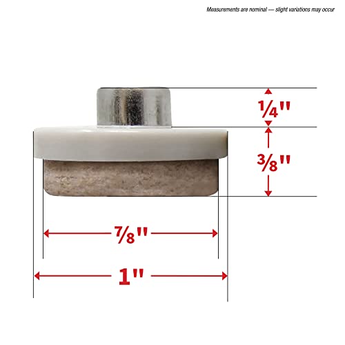 FeltGard 1" Round Nail-On Felt Furniture Sliders, Protective Heavy-Duty Felt Pads for Wood Furniture and Hard Surfaces, 8-Count, Beige