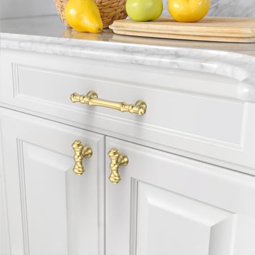 Asidrama 10 Pack 3 Inch(76mm) Brushed Gold Kitchen Cabinet Handles, Cabinet Pulls Kitchen Cabinet Hardware for Cupboard Drawer Pulls - color: Brushed Gold, size: 3" Hole Center, style: 10 Pack