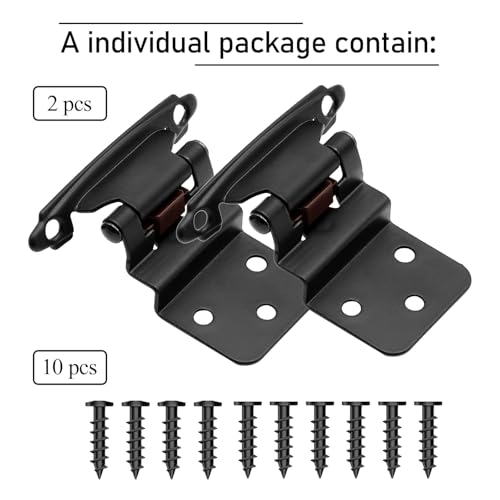 30 Pack (15 Pairs) 3/8" Inset Self Closing Cabinet Hinges Matte Black - color: Matte Black, size: 30 Pack (15 Pairs)