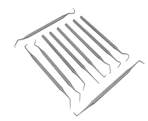Set of 10 Stainless Steel Precision Micro Pick Set Combo, 5.5 inch to 6 inch Overall Length