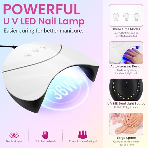 VANREESA 42 Pcs Gel Nail Polish Kit with U V Light 24 Popular Colors Gel Polish Nail Kit Green Blue Purple Pink Orange Complete Nail Kit with Manicure Tools Gifts for Women Girls - color: Sweet & Popular Collection
