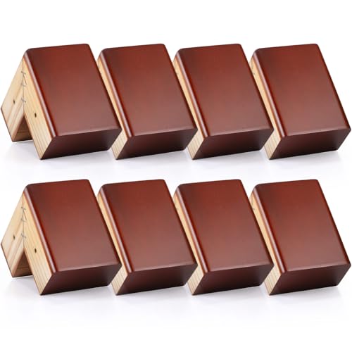 Geelin 4 Pack Wooden Furniture Risers 3 Inch High L‑Shaped Bed Risers with Metal Screws and Anti-Slip Pads Furniture Legs Couch Legs Replacement Sofa Feet for Coffee Table Bed Dresser (Brown) - color: Brown, size: 3 Inch
