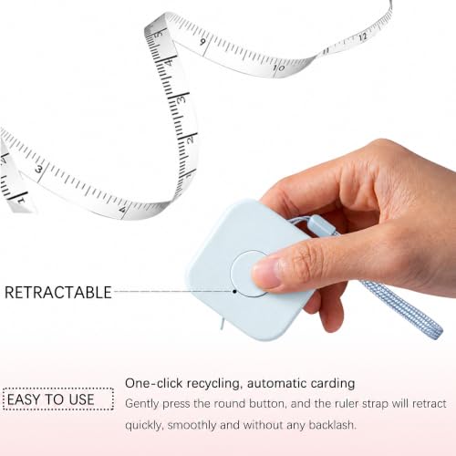 SlowVibes Bling Blue Diamond Retractable Body Measuring Tape, 60 Inch - color: Blue