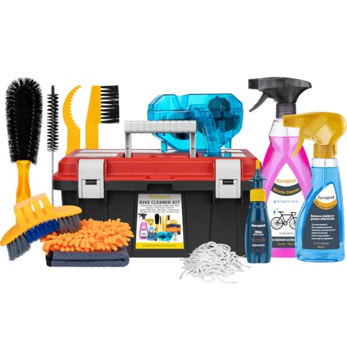 focopot Bike Cleaning Kit with 25 oz Bike Cleaner,10 Gear Floss,Toolbox