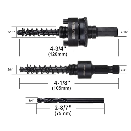 GEINXURN General Quick Change Hole Saw Mandrel, 7/16-Inch and 3/8 Inch Hole Saw Arbor with 3Pcs Central Drill/2PCS Hex wrench/2Pcs Spring - size: GHSM038QC