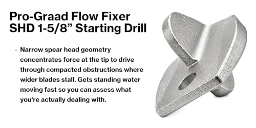 FlowFixer SHD Spear Head Drain Cutter 1-5/8" Starting Drill for 3"-4" Pipes - style: 1-5/8" Starting Drill