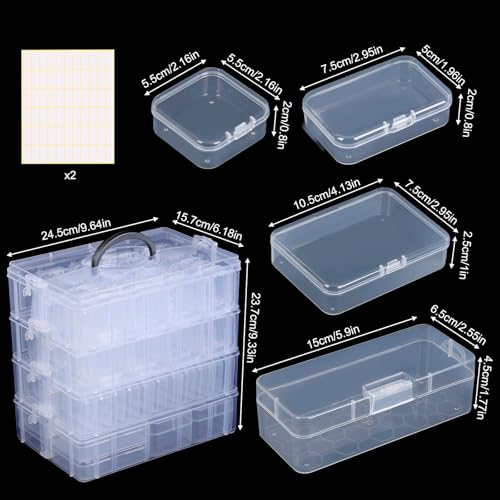 Stackable Bead Organizer 4 Tier 88pcs Small Boxes Craft Storage Container - size: 4-Tier 88pcs Assorted Boxes