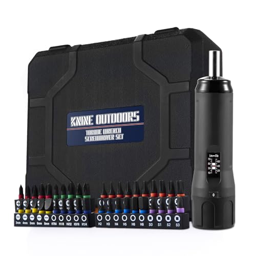KNINE OUTDOORS Torque Screwdriver Wrench Driver Set 10-70 Inch Pounds lbs for Maintenance with T-bar Handle, 40 Hex Bits, 1/4" Socket, Shaft Extension, For Tools, Bike Repairing and Mounting (Black) - color: Black