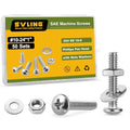 #10-24 x 1 Pan Head Machine Screws Nut Bolt Washer Assortment Kit,(50 Sets) 304 Stainless Steel 18-8 Phillips Drive Full Thread Assorted - size: #10-24 x 1"