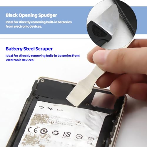 42-Piece Professional Electronics Opening Pry Tool Repair Kit with Steel and Carbon Fiber Nylon Spudgers, Anti-Static Tweezers and 13 Screwdrivers for Open Cellphone, Laptops, Tablets (Black) - color: Black