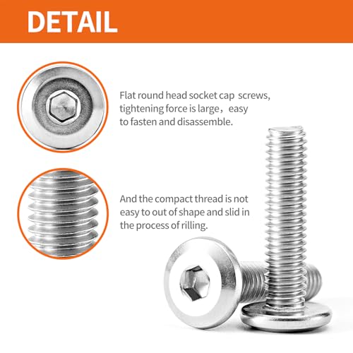 M8 x 30mm 35mm 40mm 45mm 50mm Flat Round Head Hex Socket Cap Screws Bolts, Furniture Screws, 304 Stainless Steel, Allen Hex Drive, Metric Fully Threaded, Bright Finish, Assortment Kit 25PCS - size: M8 x 30/35/40/45/50mm (25PCS)