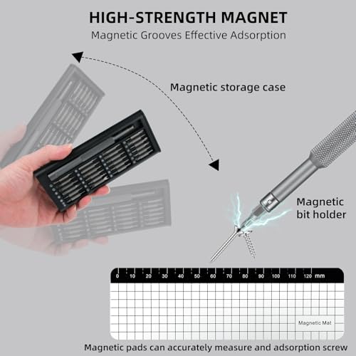 51 in 1 Precision Screwdriver Set with 24 Double-End Magnetic Bits, Aluminum Handle & Storage Box, Professional Repair Tool Kit for Electronics, Watch Laptop, DIY - color: 51 in 1