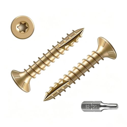 Wensilon #4 * 3/4" Yellow Deck Screws 1147pcs 2 lbs 3x19mm - color: Yellow, size: #4*3/4"