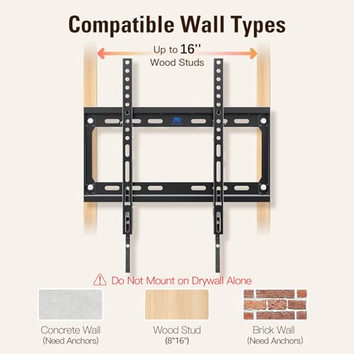Mounting Dream Tilting TV Mounts for Most 26-60 Inch LED, LCD TVs up to VESA 400 x 400mm and 88 LBS Loading Capacity, TV Wall Mount Bracket Fits 8''-16'' Studs, Quick Lock and Release MD2268-MK - size: For 26"-60“ TV