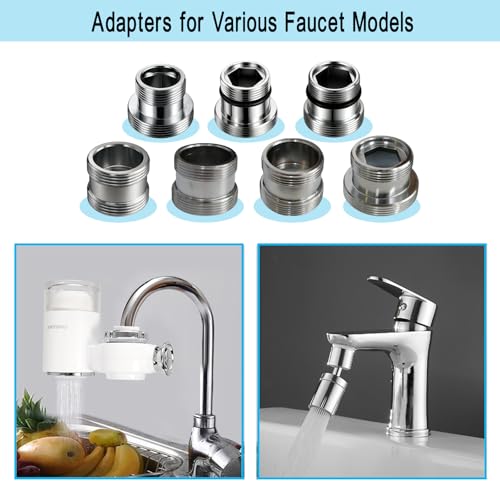 7 Pieces Male Thread Faucet Adapter Kit, Sink Faucet Aerator Adapte - color: Silver, size: MMulti-M22