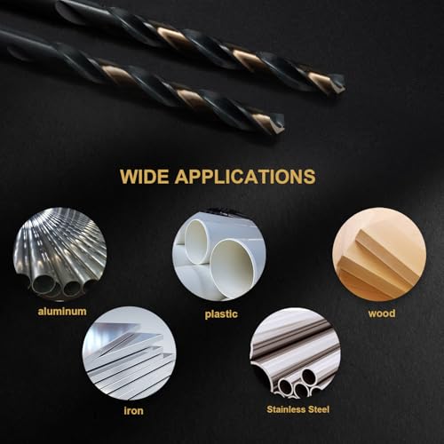 HIDOTOL Drill Bit Set 29Pcs, 135 Degree Tip High Speed Steel with Black and Gold Finish, Stainless Steel, Plastic and Wood with Metal Indexed Storage Case 1/16"-1/2" - size: Black Gold 29 PCS