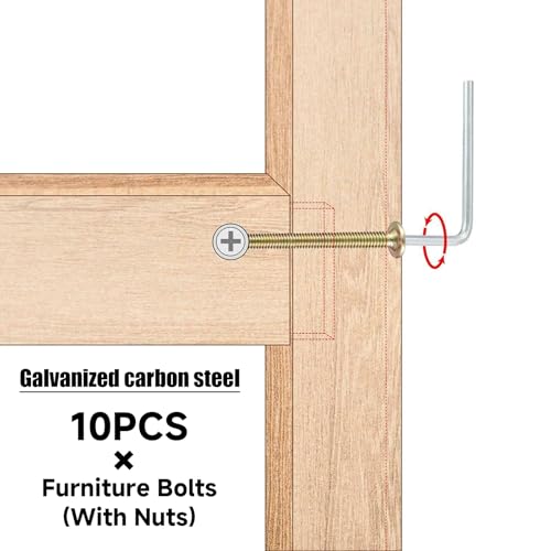 M6 x 100mm Bunk Bed Bolts, 10 Pack Bunk Bed Hardware Replacement Kit, Hex Socket Bed Bolts for Wooden Bed, Carbon Steel Headboard Screws for Bed Frame, Chair Spare Connector Parts - size: 100mm