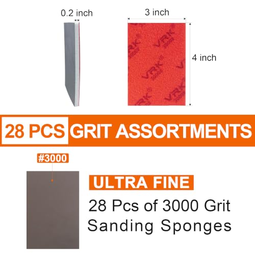 28 Pcs 3000 Grit Sanding Sponge Soft Foam Hand Sanding Blocks - style: 3000 Grit 28PCS