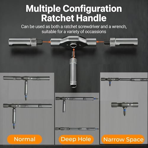 24 in 1 Magnetic Ratchet Screwdriver Set With T-Handle, Grey - color: Grey, size: 24 In 1