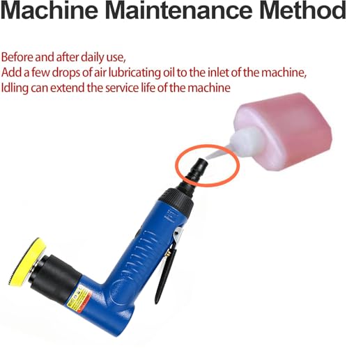 Mini Air Random Orbital Sander, 22000 RPM Pneumatic Polisher with 3 Pads - color: Blue