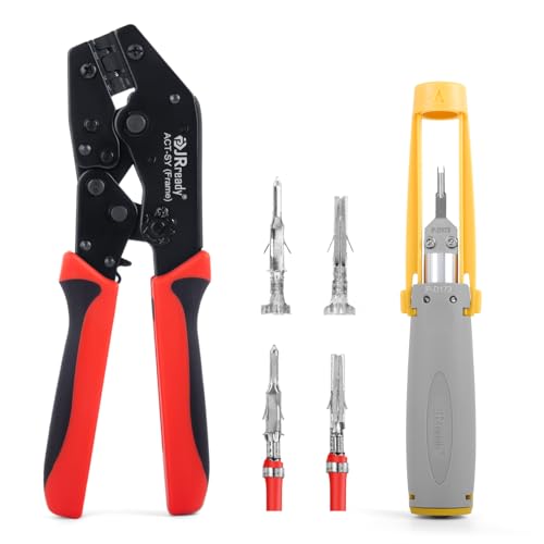 JRready ST6545 Mini-Fit Jr. Ratchet Crimper Pin Extractor Tool Kit with 100Pairs Terminals 18-24AWG Electrical Automotive Wire Pin and Socket Standard Molex 4.2mm Pitch - color: Mini-fit Jr. Crimp Tool Kit