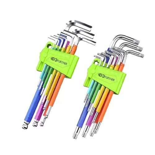 Hex Key Set, 9PCS Metric Allen Key Set, 1.5-10MM, Anti-Slip Long Ball End Hex Wrench Set Color Coding Hex Key Set (Double-headed plum blossom, Long style) - color: Double-headed Plum Blossom, size: Long style