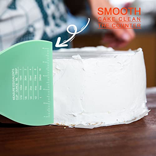 2 Pieces Plastic Bench Scraper, Dough Cutter with Measuring Scale, Green - color: Green