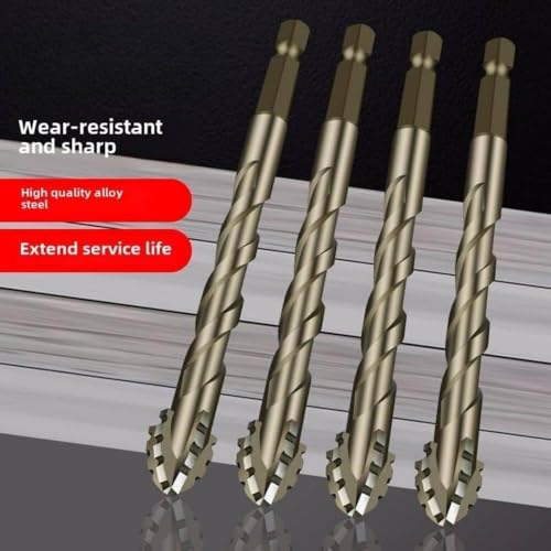 Four Blade Serrated Eccentric Drill Bit | TiN‑Coated High‑Hardness Wear‑Resistant Drill & Tap Combo | Universal Wood Plastic Masonry Concrete | Assorted Diameter Set (4+5+6+8+10) - color: 4+5+6+8+10