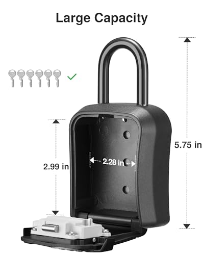 Puroma Key Lock Box for House Keys Combination Lockbox with Code, 1 Black - color: Pure Black