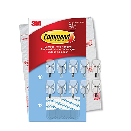 Command Small Clear Wire Hooks, 10 Hooks, 12 Strips - size: 1 Pack