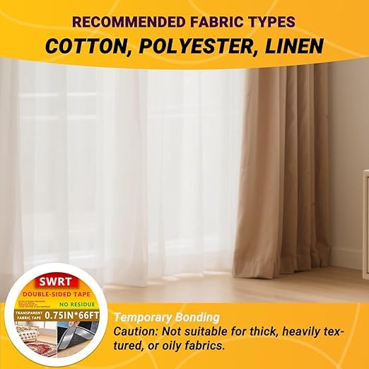 SWRT Double Sided Fabric Tape 0.75" x 66FT – Heavy Duty - color: Yellow, size: Fabric Tape 0.75" x 66FT